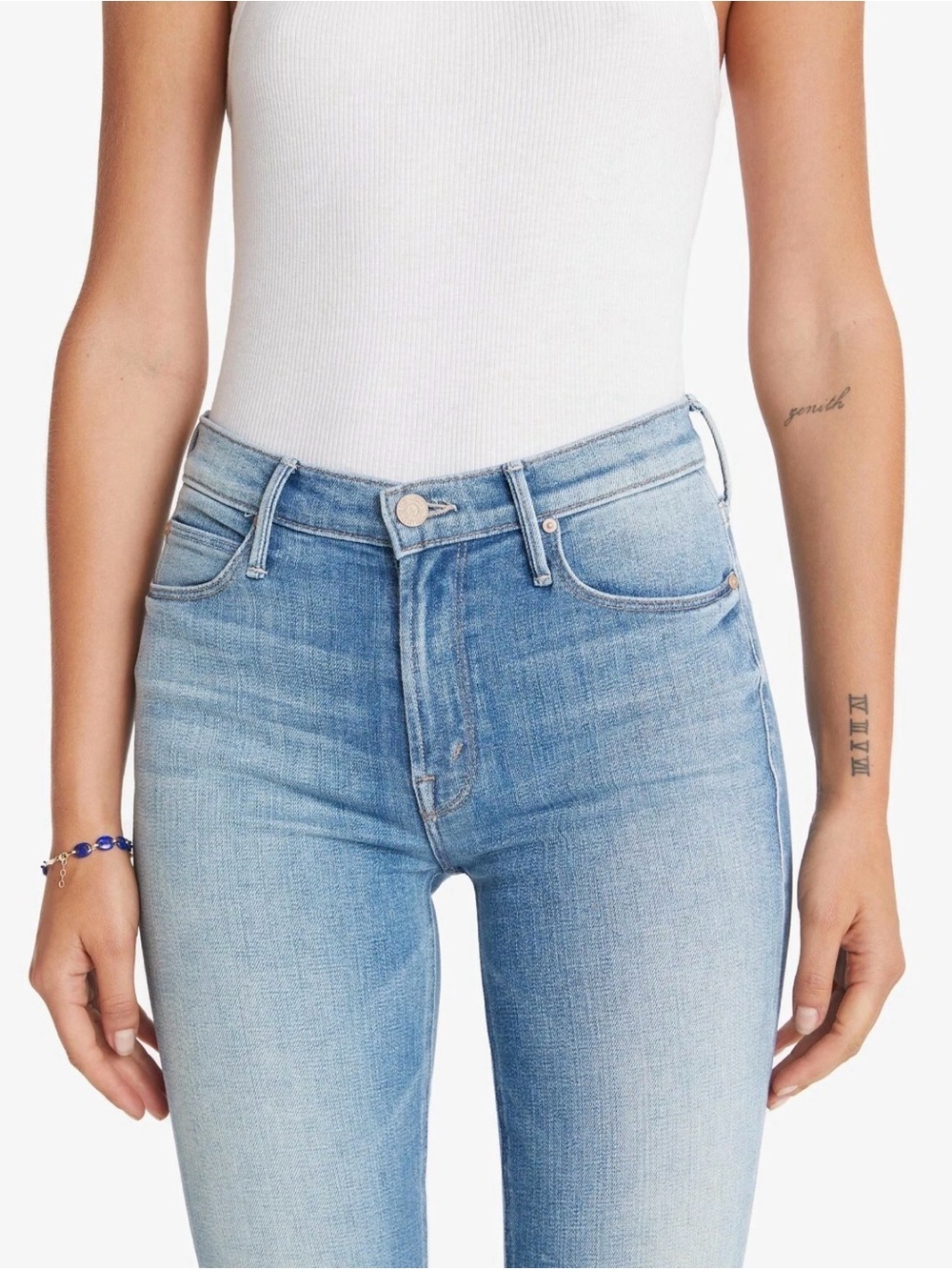 Mother Denim The Mid Rise Dazzler Ankle Camp Expert Blue Jeans Size 27 Stretch - Picture 2 of 13